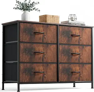 DUMOS 6 Drawer Dresser for Bedroom, Wide Storage Chest of Drawers Cabinet
