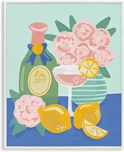 Lemons Drinks Still Life Kitchen, 11 x 14 Inch Framed Gicle Print