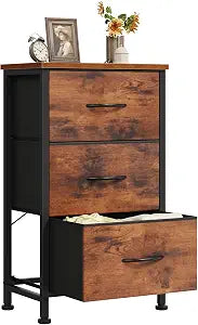 DUMOS 3 Drawer Nightstand for Bedroom, Small Night Stand Chest of Drawers