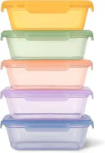 Ello Snap & Nest 4.5 Cup Plastic Meal Prep Set, 10 Piece, Cactus Blooms