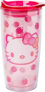 Silver Buffalo Sanrio Hello Kitty Berry, Tumbler with Slide Close Lid, 20oz