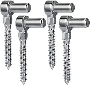 Zonon 4 Pcs Farm Gate Hinge Pin, Screw Eye Hook Bolts, 4.33 x 1.97 Inches
