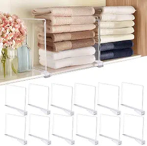 12Pcs Acrylic Shelf Dividers for Closet Organization Purse Organizer