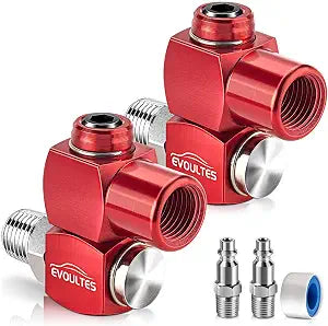 2 Pack 1/4" NPT 360 Degree Swivel Air Hose Fittings with Quick Connect, Red