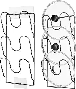 ORDORA Pot Lid Organizer Rack for Cabinet Door, 2 Pack Pot Lid Holder Black