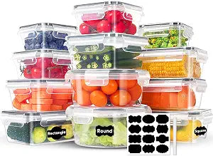 24-Piece Food Storage Containers, Leakproof Airtight