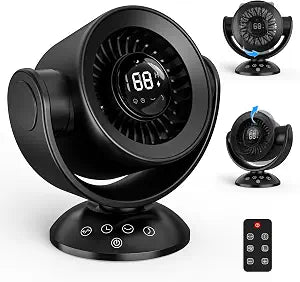 Fan for Bedroom,Desk Fans,Air Circulator Fan with Remote, 90Vertical +120Auto Oscillating,100 Speeds, 10H Timer, 25dB Quiet Fan,Digital Display Rechargeable USB, for Home Office TravelBlack