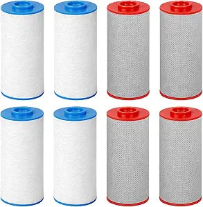 4 Blue + 4 Red Replacement Filter Compatible with Weddell Duo Shower System