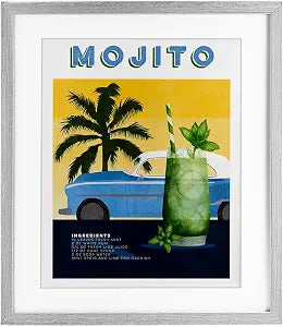 Tropical Mojito Vintage Recipe, 13 x 16 Inch Framed Print Under Glass
