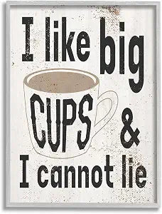 'Big Cups Funny Word Kitchen Dining Room Paint'| Framed Giclee Art