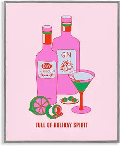 Funny Holiday Spirit Drinks Humor, 16 x 20 Inch Framed Gicle Print