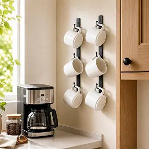 Yohsnor 2PCS Coffee Mug Rack-Hanging Iron Coffee Cup Holder with 6 Hooks