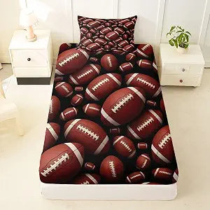Feelyou Football Bed Sheets Sports Theme Bed Sheet Set for Kids Boys Girls Rugby Game Bedding Set Ball Games Competition Fitted Sheet Bedroom Collection 2Pcs Twin Size