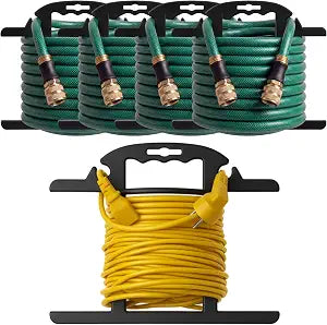Ripeng 4 Pcs Heavy Duty Extension Cord and Hose Reel with Carrying Handle, Durable ABS H-shape Design Fits 100ft Cord Cable or Water Hose, 50ft Soaker Tube Management (Black)