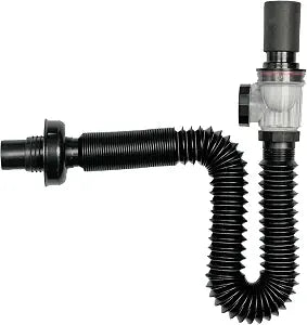 Universal Wash Basin Sink Drain Pipe, 1-1/4 Inch Install Diameter Plastic Flexible and Expandable Drain Pipe for Kitchen Bathroom Sink, odor control Rubber port for docking extension tubes black