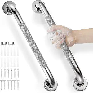 Grab Bars for Shower, Zynuhmo 2 Pack 16 Inch SUS304 Stainless Steel Shower Handles Bathroom Safety Shower Grab Bar Handrails for Handicap Injury Pregnant Senior Assist(Polished Nickel, 1" Diameter)