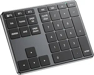 iClever Bluetooth Number Pad for Laptop, Aluminum Wireless Numeric Keypad