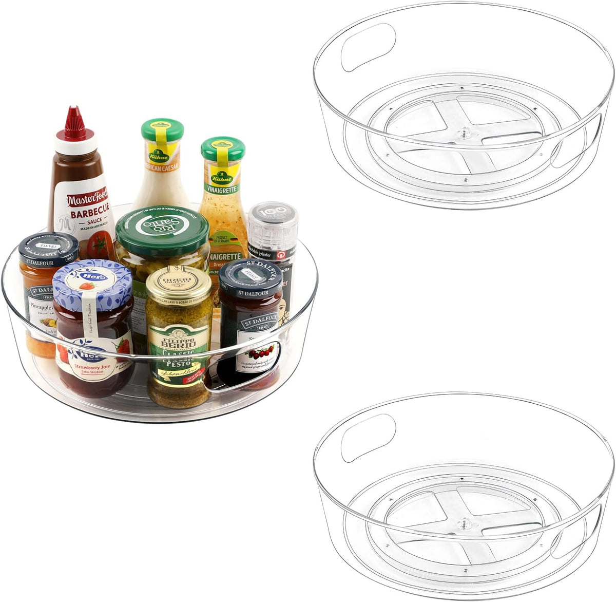 Guzon 3 Pack Lazy Susan Turntable, 11.5" Rotating Organizer with Handles