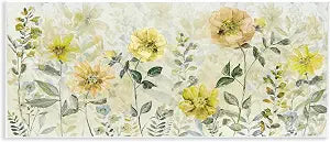 Yellow Buttercup Garden Floral, 7 x 17 Inch Mounted Print on Wall Plaque