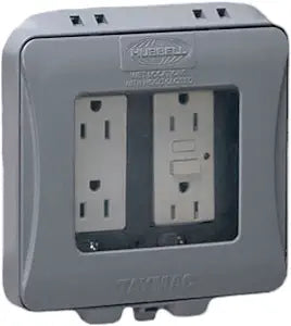 TayMac 2-Gang Expandable Weatherproof In-Use Outdoor Outlet Cover, Gray