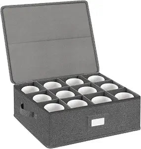 popoly Mug Storage Box with Dividers, Hard Top Coffee Cup Storage