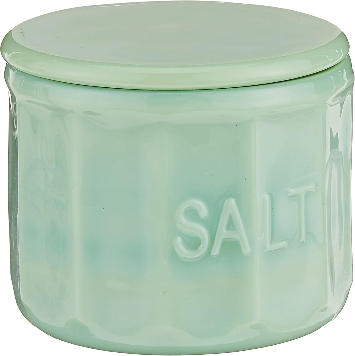 Tablecraft Salt Cellar with Lid, 3.75" x 3.75" x 3.125", Green