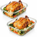 Razab 10 Cups/ 80 Oz 4 Pc (Set of 2) Glass Food Storage Containers with Airtight Locking Lids For Storing & Serving Food. BPA Free & Leak Proof - Microwave, Dishwasher, Fridge, Freezer, Oven Safe