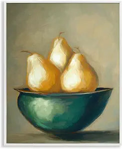 Golden Pears Bowl Still Life, 16 x 20 Inch Framed Gicle Print