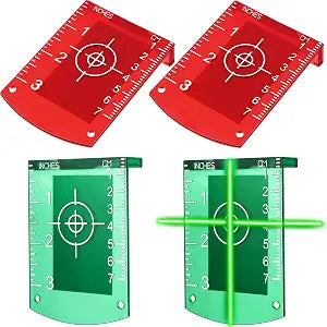 4 Pcs Laser Target Cards with Stand, Magnetic for Green Red Laser Level