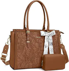 MOSISO Laptop Bag for Women, 15.6-16 inch PU Leather Tote Bag
