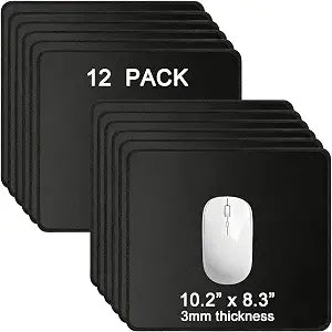 12 Pack Mouse Pads Bulk, Black Mouse Pads for Desk, Office and School
