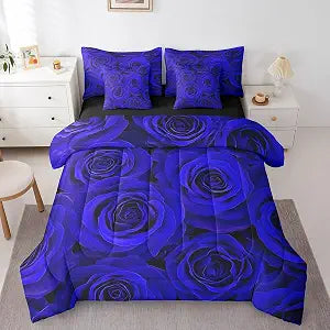 Erosebridal Twin Rose Floral 7 Piece Bedding Set for Women Girls