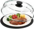 10inch Glass Microwave Splatter Cover for Food with Silicone Mat - Heat Resistant Plate Splatter Guard Lid with Vent Holes & Easy-Grip Handle - BPA Free, Dishwasher Safe