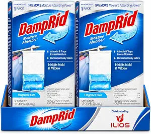 Damp Rid Hanging Bag Moisture Absorber  Fragrance Free Humidity Absorber for Closets, Closet Deodorizer & Odor Absorber, 15.4 oz Hanging Bags 2 Pack - Ilios Packaging