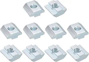 uxcell T Nuts, 30pcs - Nickel Plated Carbon Steel T Slot Bolts, 4040 Series M8 Hammer Head Fastener, Sliding T Nuts for Aluminum Extrusion Profile (Silver)