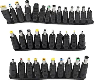 34Pcs Universal 5.5mm x 2.1mm DC AC Connector Power Adapter Tips Connector Power Socket Kits Compatible with Lenovo Thinkpad Laptop Charger Power Supply Convert Plug Set