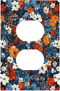 Dark Floral Wildflowers Colorful Flowers Garden Floral Outlet Covers 1 Gang Duplex Light Switch Cover Decorative Switch Plates Electrical Receptacle Faceplate Wall Plate for Bedroom Living Room Decor