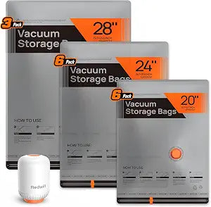 15 Pack Vacuum Storage Bags for Travel with Rechargeable Cordless Pump