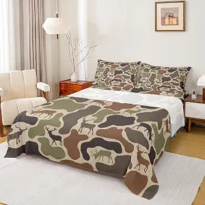 Erosebridal Camo Deer King Bed Sheets Camouflage Hunting Deer Sheets Green