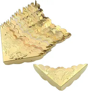 Antrader 24Pcs Antique Decorative Box Corner Protectors,1.6"x1.6" Gold Tone