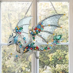 YUE ZHE DIY Hanging Diamond Art Diamond Painting Kits Hanging Pendant 5D Dragon Special Shaped Crystal Painting Kit Ornament for Adults Beginners DIY Crafts