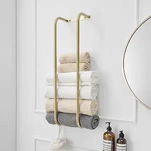 BWE Brushed Gold Towel Racks for Bathroom Wall Mounted for Rolled Towels