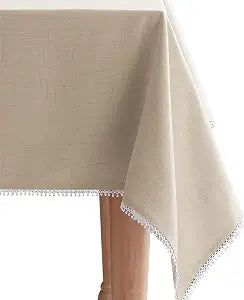 Lenox French Perle Solid Rectangle Tablecloth, Natural - 60" W x 102" L