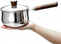 GREATLINK Small Sauce Pan with Lid and Wooden Handle for Cooking - 1 Quart Stainless Steel Saucepan with Pour Spout for Heating Milk, Melting Chocolate, Warming Sauces - Small Pot for All Cooktop