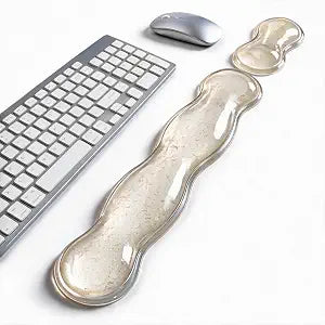 Wrist Rest for Keyboard and Mouse, Ergonomic Mouse Hand Rest Set, Cute Glitter Cloud Keyboard Pad with Wrist Support, Gel Desk Decor Accessories for Office Gaming School (Transparent)