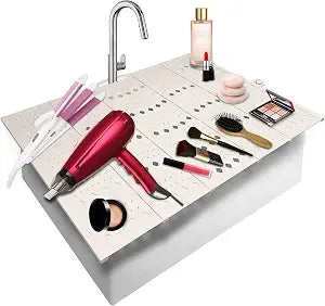 Mofason Bathroom Sink Top Cover for Counter Space, Sink Makeup Mat Pearl