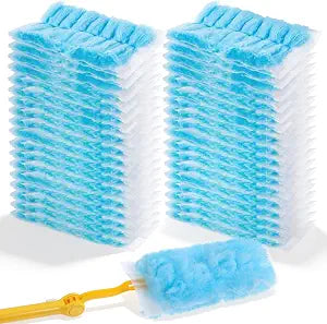 Long Duster with 60 Count Electrostatic Duster Refills, 2-Sided Blue Disposable Dusting Cloths & Adjustable Retractable Handle for Multi-Surface Cleaning, Furniture, Blinds, Ceiling Fans