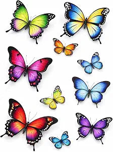 Colorful Butterfly Stickers 10 Pack  Waterproof Vinyl Decals for Laptop, Water Bottle, Car, Journal, Phone, Window  Transparent Background Butterfly Decals, Cute Aesthetic Scrapbook Sticker Set