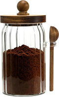 Vintage Glass Jar with Wooden Spoon&Lid, 26 fl.oz, Coffee Storage Canister