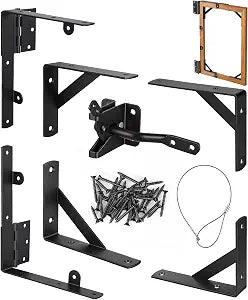 1 Set Anti Sag Gate Kit Gate Hardware Heavy Duty Fence Gate Kit No Sag Corner Brace Bracket for Wooden Fence with Self-Locking Gate Latch